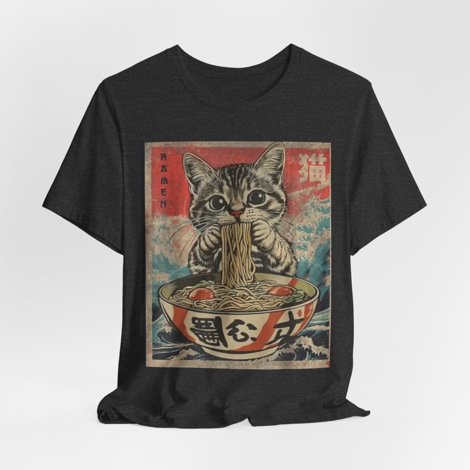 Vintage Cat Eating Ramen Tee, Cat Lover Gift, Funny T-Shirt, Cute Graphic Tee, Anime Apparel, Pet Enthusiast Wear - Image 20