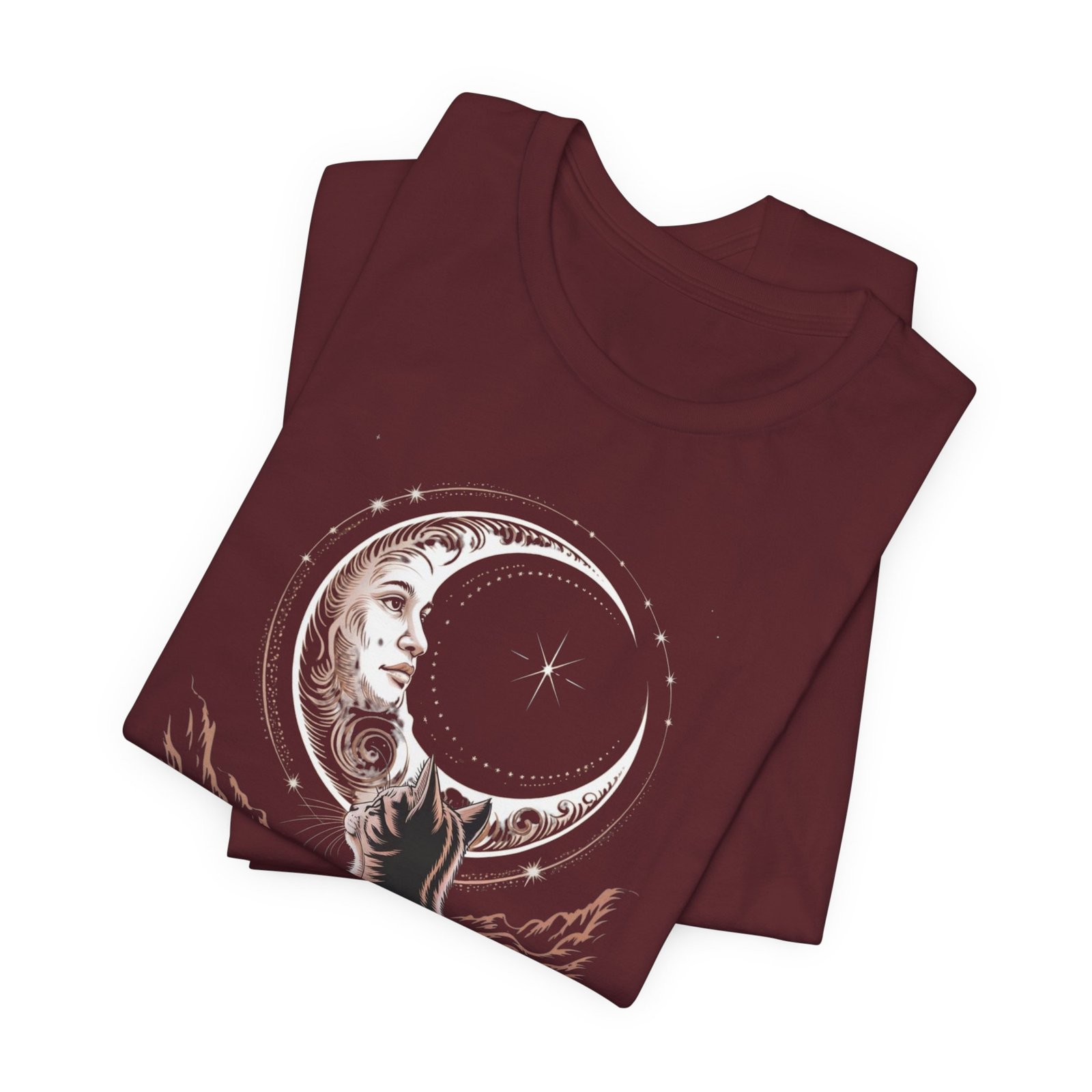 Celestial Cat Graphic Tee - Boho T-Shirt, Unisex Cat Lover Shirt, Moon Phase Top, Gift for Pet Owners, Astrology Apparel - Image 23