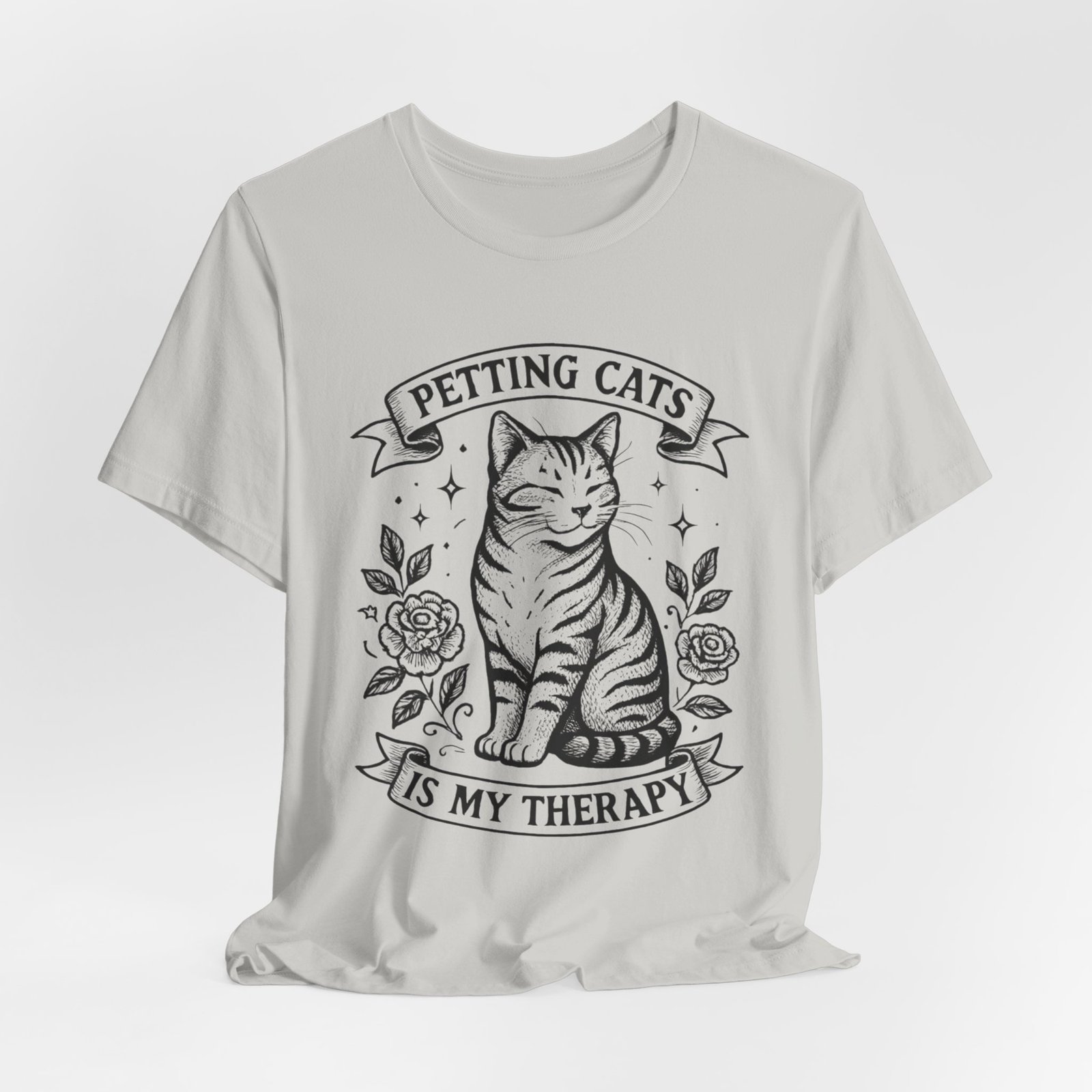 Petting Cats Is My Therapy T-Shirt | Cat Illustration Tee, Cat Lover Shirt - Image 16