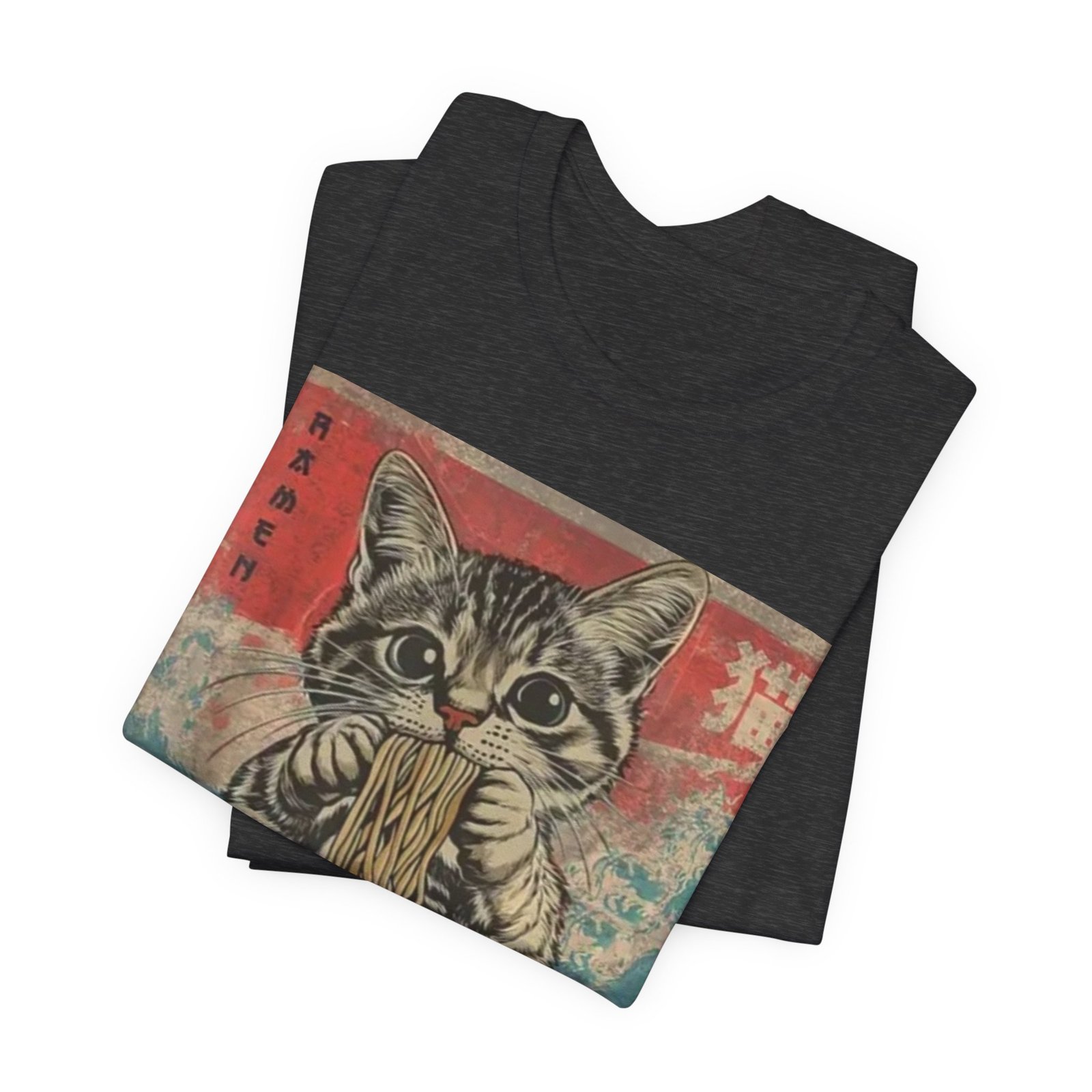 Vintage Cat Eating Ramen Tee, Cat Lover Gift, Funny T-Shirt, Cute Graphic Tee, Anime Apparel, Pet Enthusiast Wear - Image 19