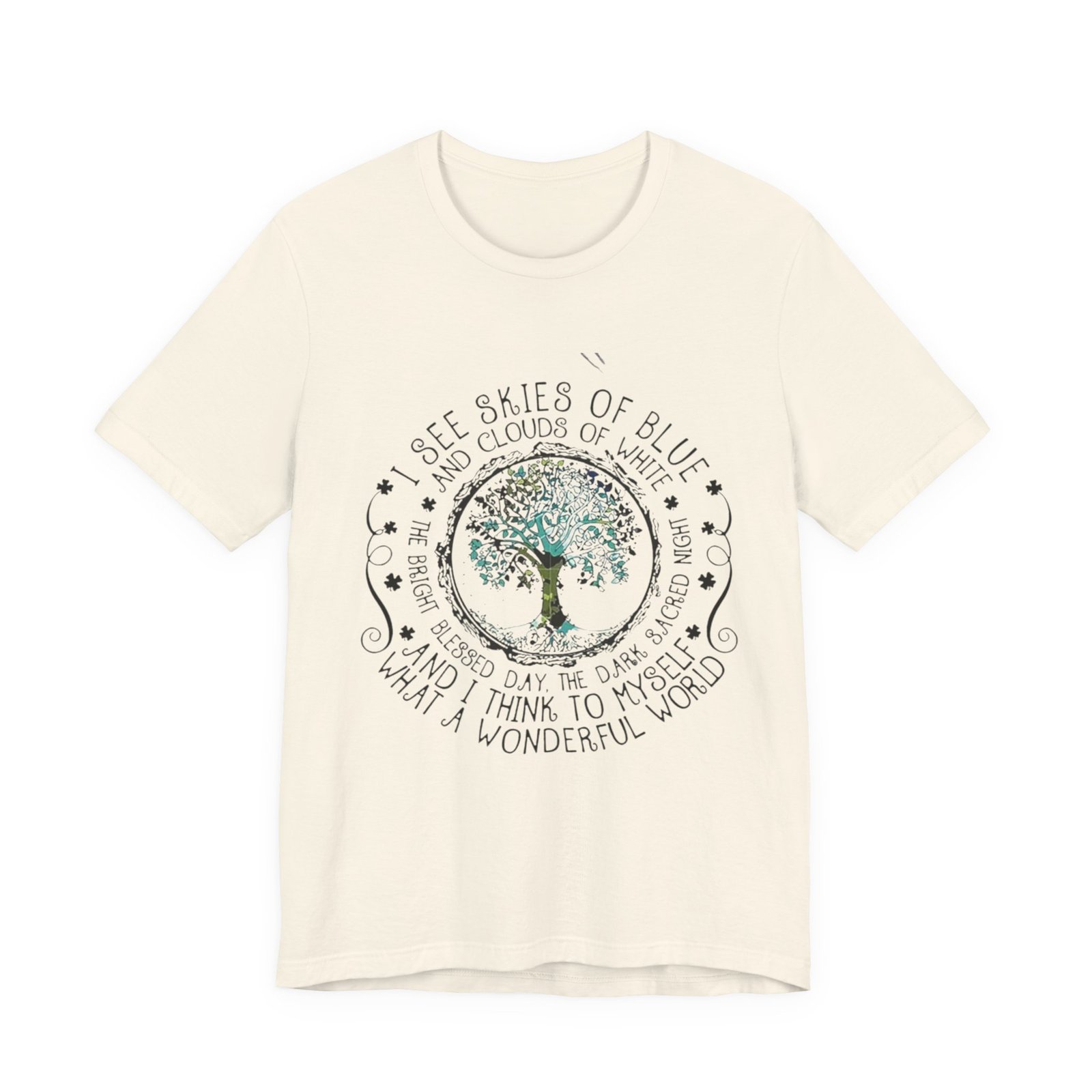 Vintage Inspirational Tee, Unisex Jersey T-Shirt, Nature Lover Gift, Skies of Blue Design, Positive Quote Shirt, Eco-Friendly Apparel - Image 9