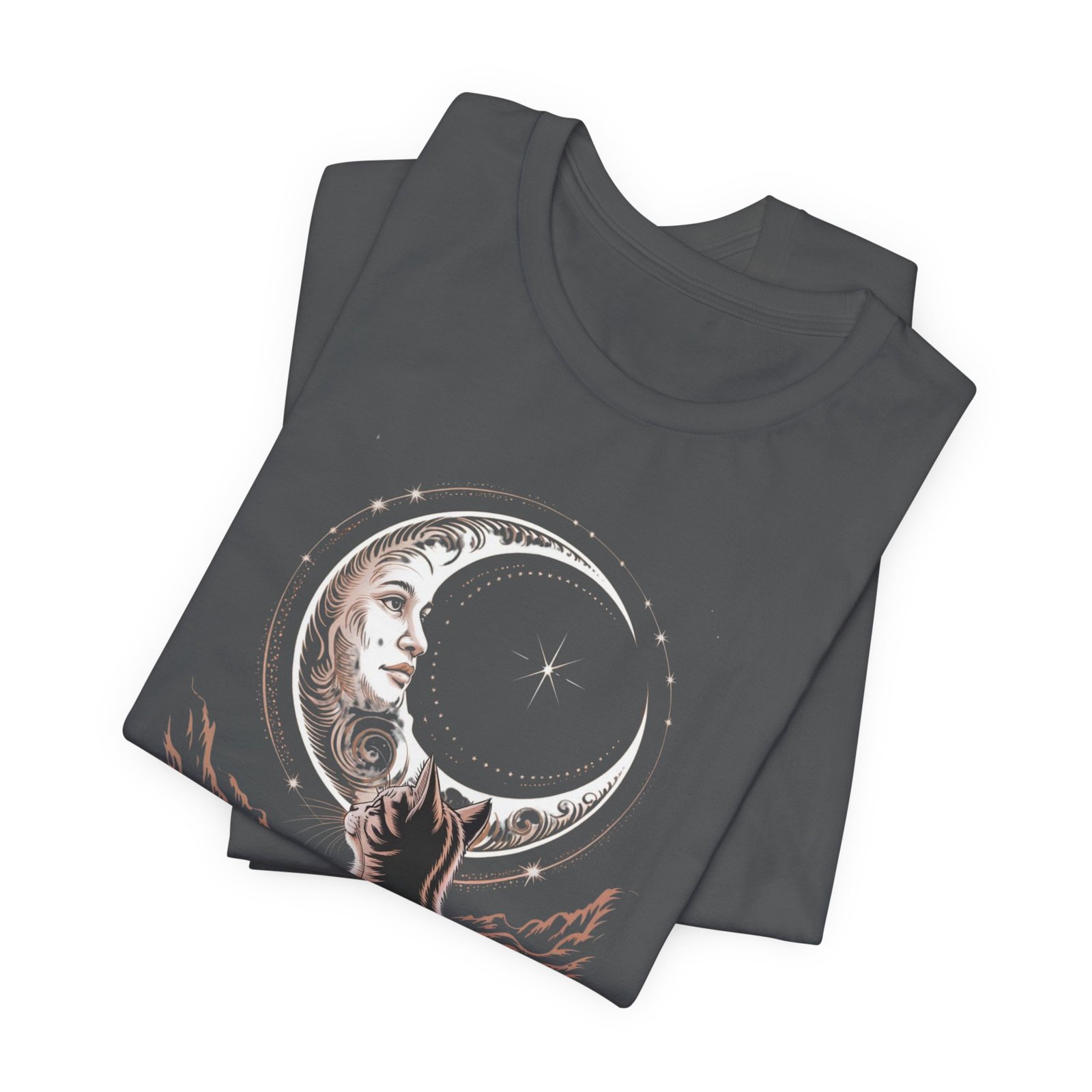 Celestial Cat Graphic Tee - Boho T-Shirt, Unisex Cat Lover Shirt, Moon Phase Top, Gift for Pet Owners, Astrology Apparel - Image 15
