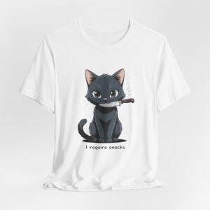 Cute Cat Snack Time Tee, Unisex Cartoon T-Shirt, Pet Lover Gift, Animal Lover Apparel, Funny Cat Shirt, Gift for Cat Owners